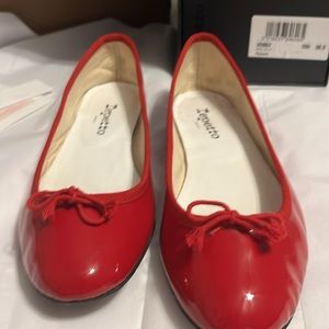 Repetto Red Patent Leather Ballerina Flats